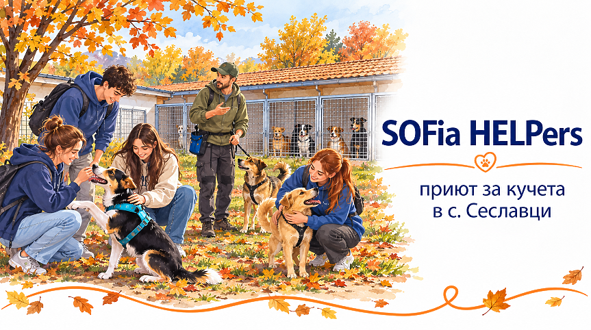 Ученици от Немската гимназия и доброволци от SOFia HELPers посетиха приюта за кучета в с. Сеславци